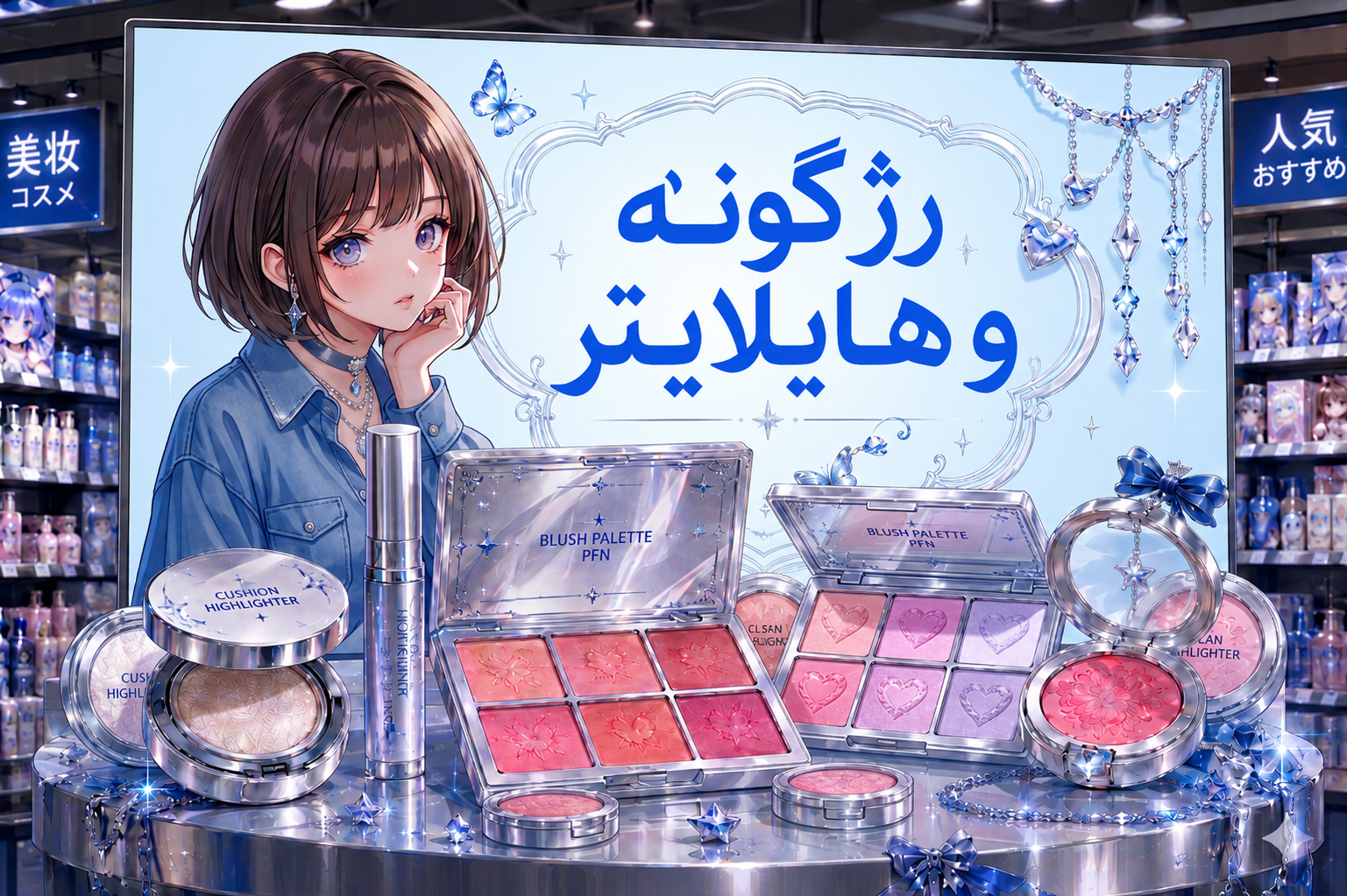 رژگونه و هایلایتر