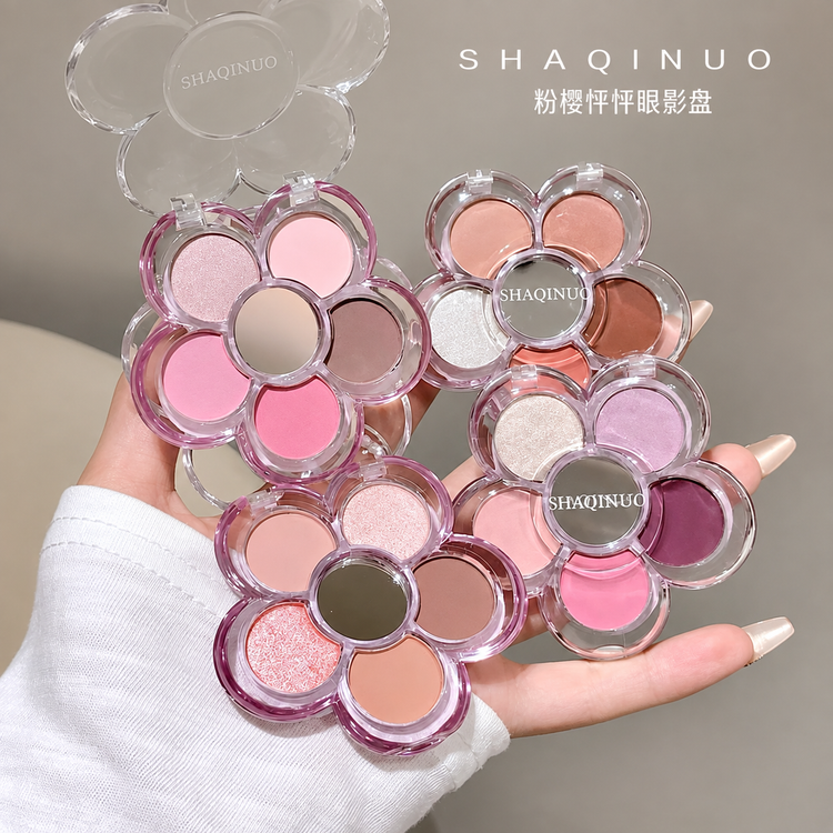 پالت سایه چشم ساکورا پنج رنگ آینه دارshaqinuo