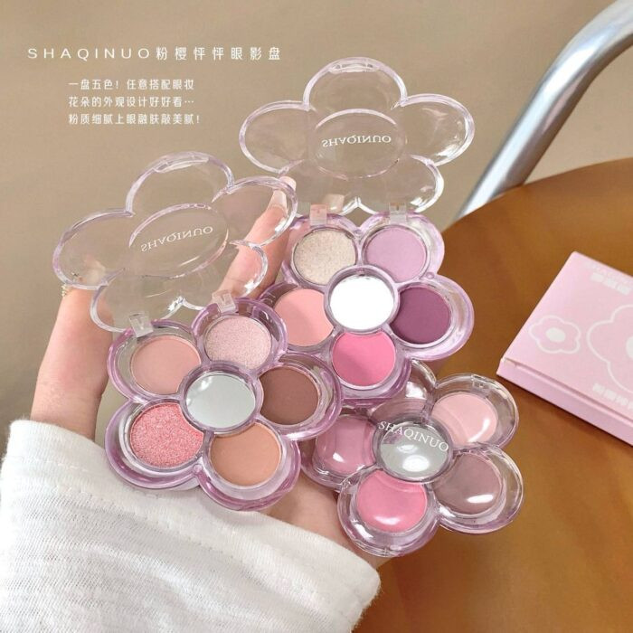پالت سایه چشم ساکورا پنج رنگ آینه دارshaqinuo