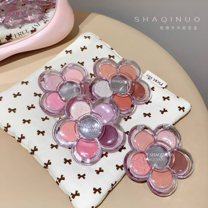 پالت سایه چشم ساکورا پنج رنگ آینه دارshaqinuo