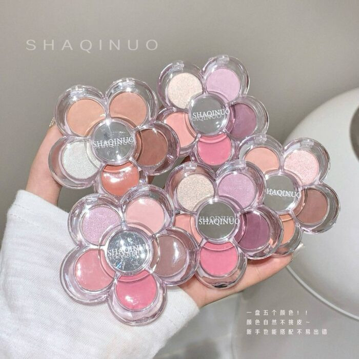 پالت سایه چشم ساکورا پنج رنگ آینه دارshaqinuo