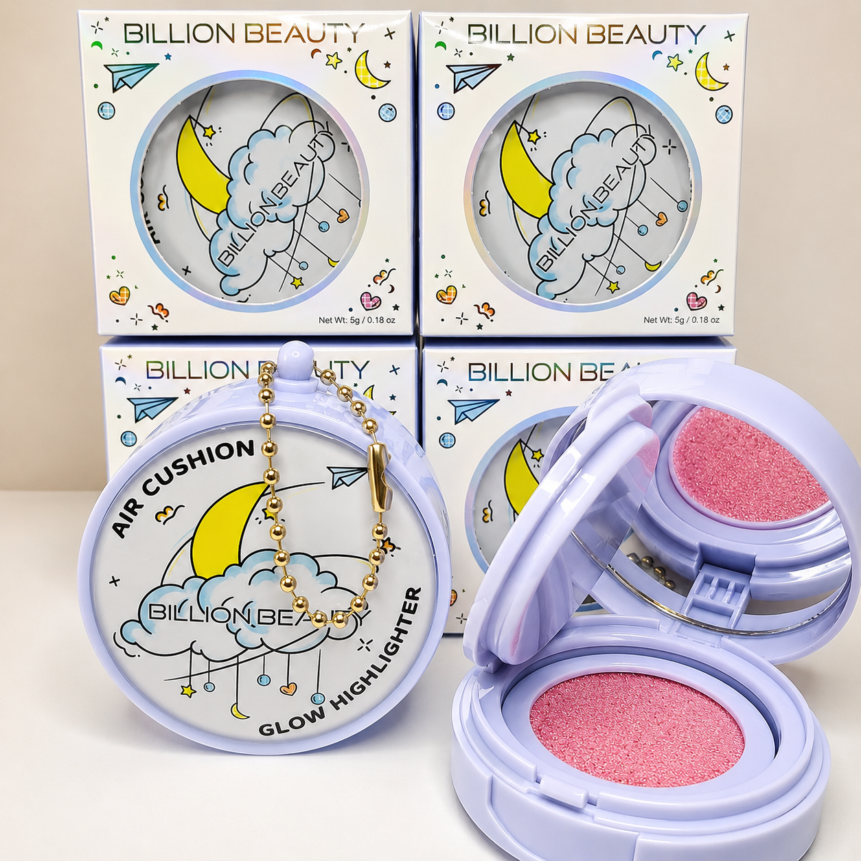 کوشن هایلایتر آسمانی آویزدار billion beauty